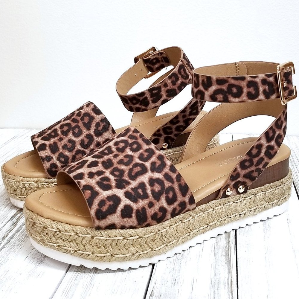New Leopard Platform Espadrille Sandals